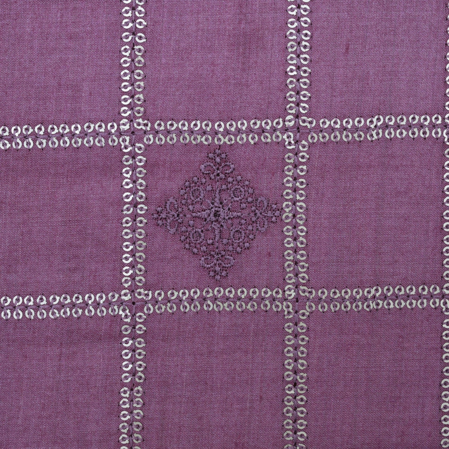 ONION Color Fabric Tussar Sequins Embroidery Fabric
