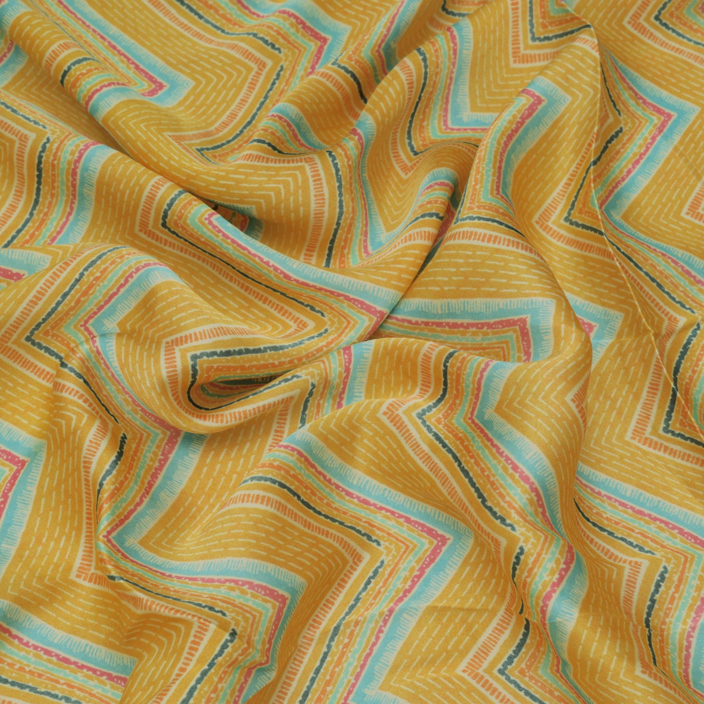 Blonde Yellow Modal Satin Print Fabric