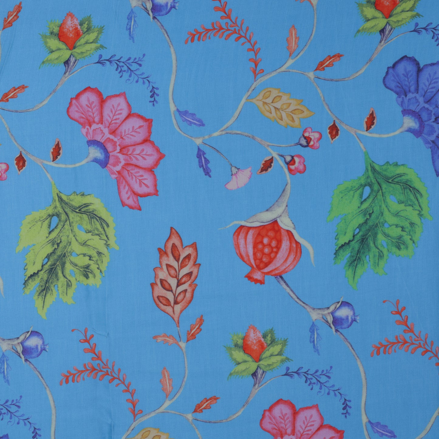Multicolor Flower Modal Satin Print Fabric