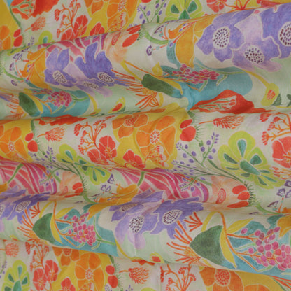 Color Flower Modal Satin Print Fabric