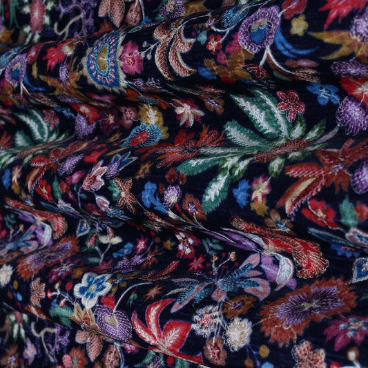 Multi-Color Velvet Embroidery Fabric