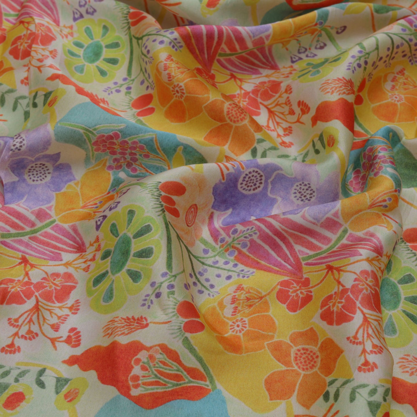 Color Flower Modal Satin Print Fabric