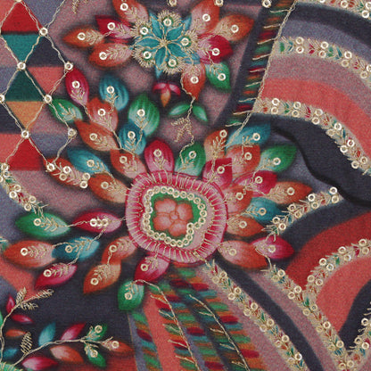 Multi Color Chinon Chiffon Position Print Embroidery Fabric