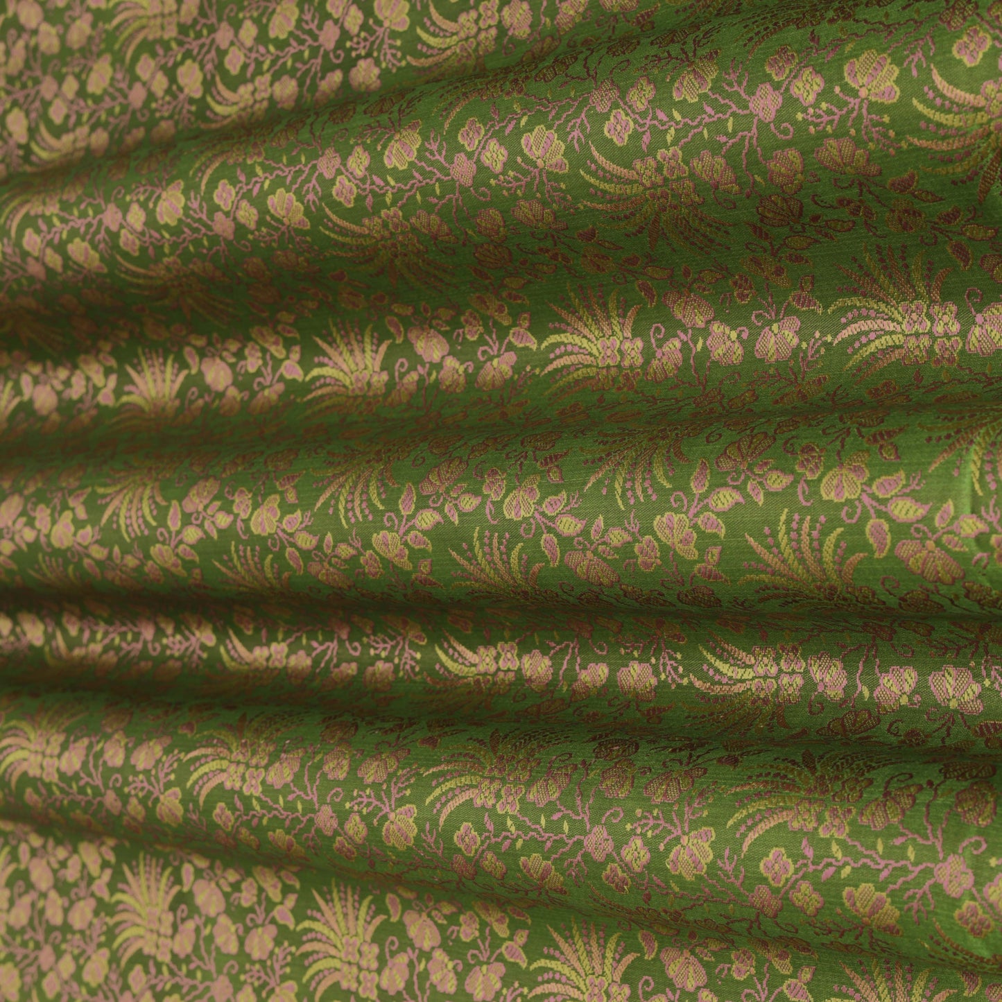 Mehndi Green Color Brocade Fabric