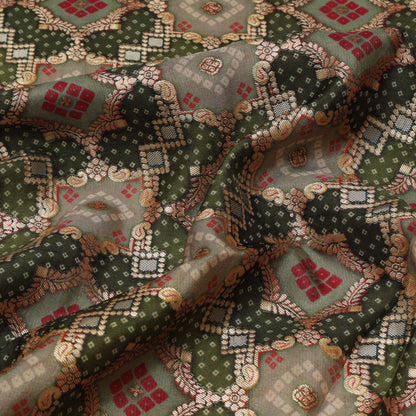 Green Color Tissue Geogette Print Jaquard Fabric