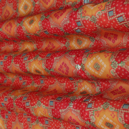 Red Color Tissue Geogette Print Jaquard Fabric