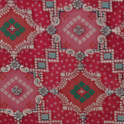 Pink Color Tissue Geogette Print Jaquard Fabric