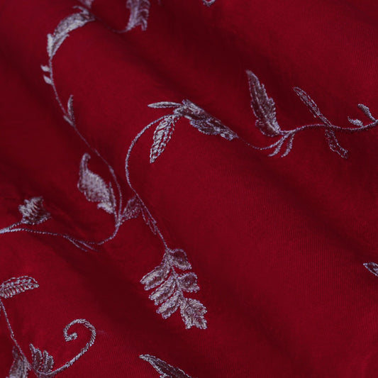 RED Color Gajji Silk Embroidery Fabric