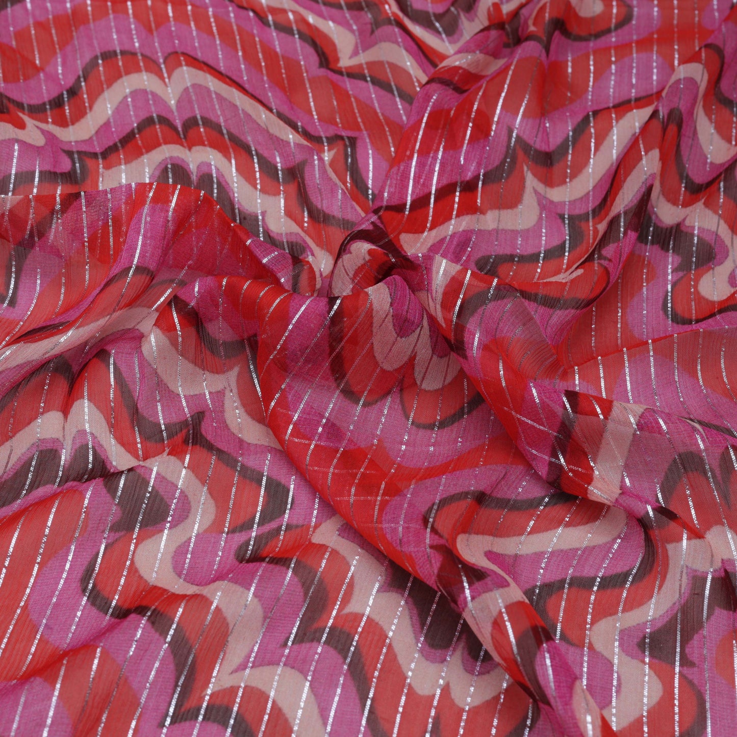 Multi Chiffon Lurex Hydra Print Fabric