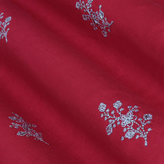 RED Color Gajji Silk Booti Fabric