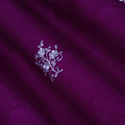 Wine Color Gajji Silk Booti Fabric