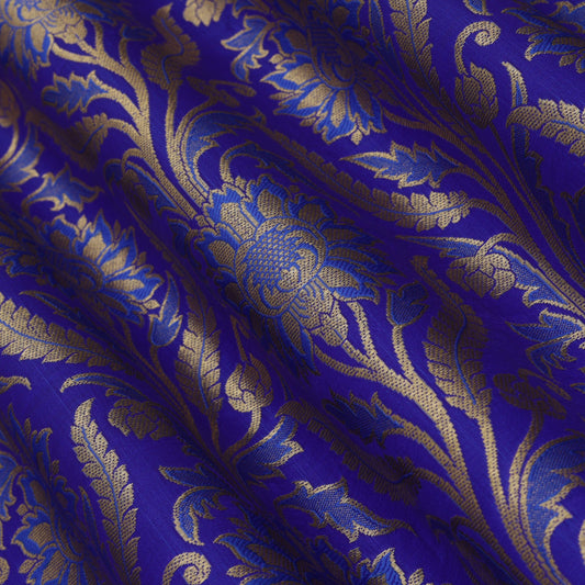 Royal Blue Color Fabric SATIN BROCADE
