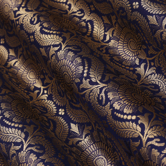 NAVY BLUE Color Fabric SATIN BROCADE