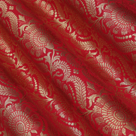 RED Color Fabric SATIN BROCADE