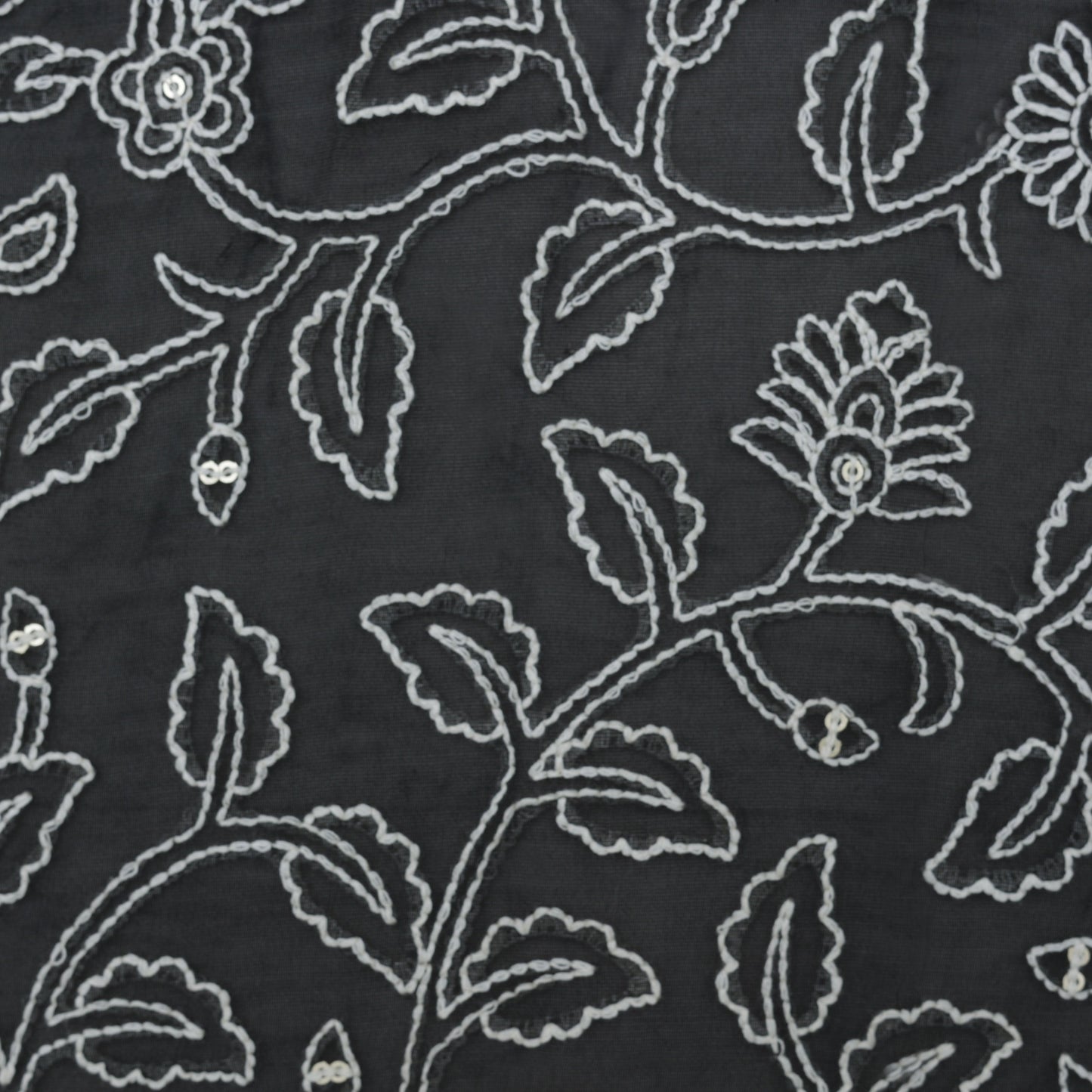 Black Color Organza Embroidery Fabric