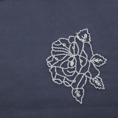 Blue Color Organza Embroidery Fabric