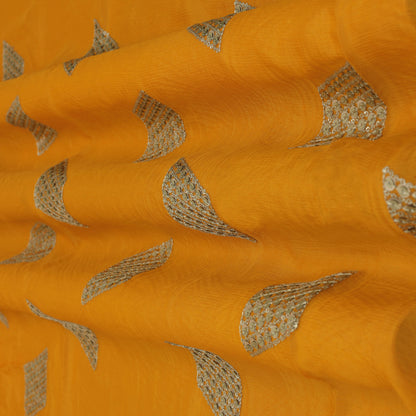 Mustard Color Chinon Chiffon Embroidery Fabric