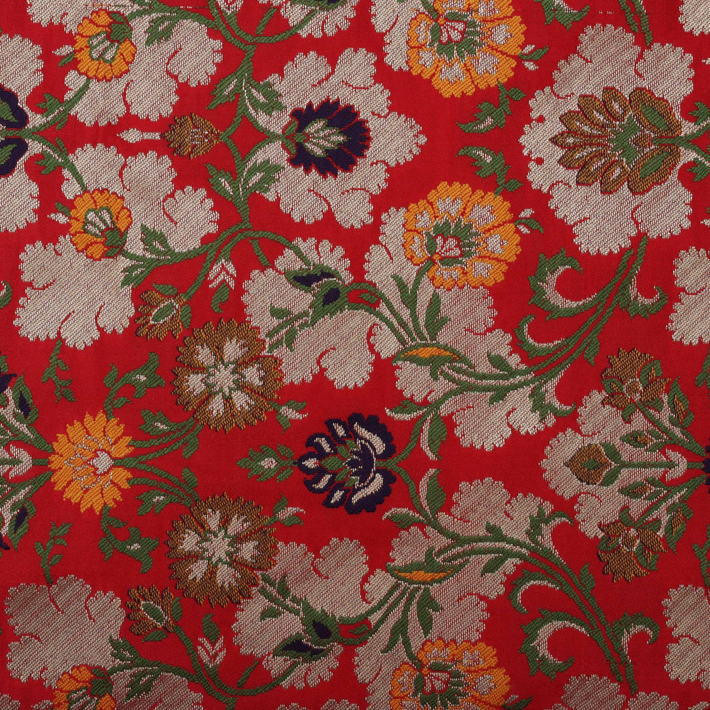 Red Color Meena KimKhab Fabric