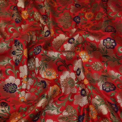 Red Color Meena KimKhab Fabric