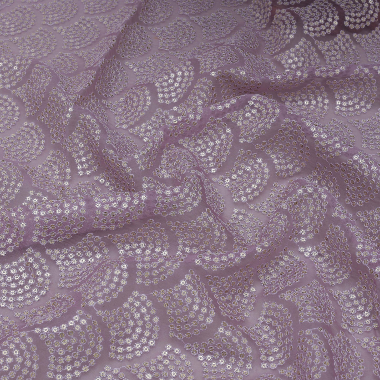 Mouve Color Organza Embroidery Fabric