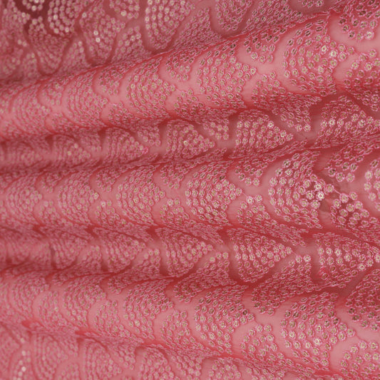 Gajri Color Organza Embroidery Fabric