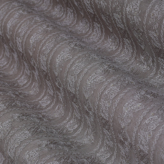 Grey Color Katan Dupion Silk Embroidery Fabric