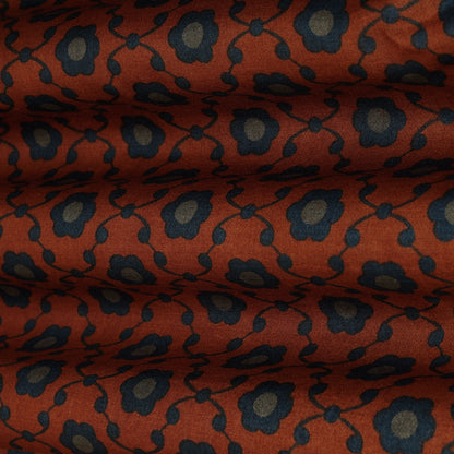 Orange Color Munga Silk Print Fabric