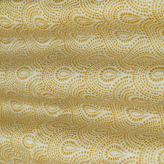 Yellow Color Tussar Print Fabric