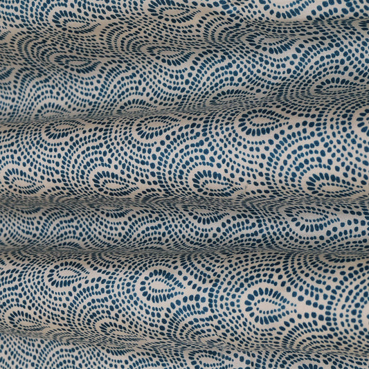 Blue Color Tussar Print Fabric