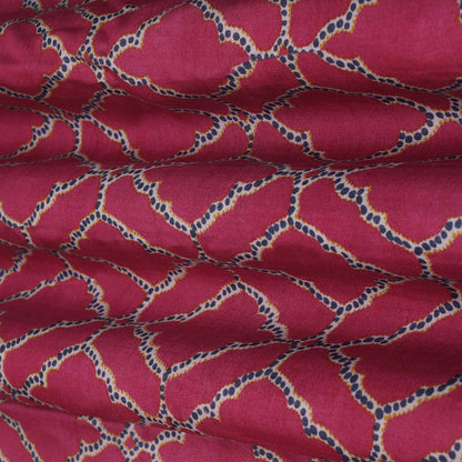 Gajri Color Munga Silk Print Fabric