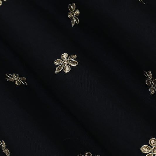BLACK Color Gajji Silk Booti Fabric