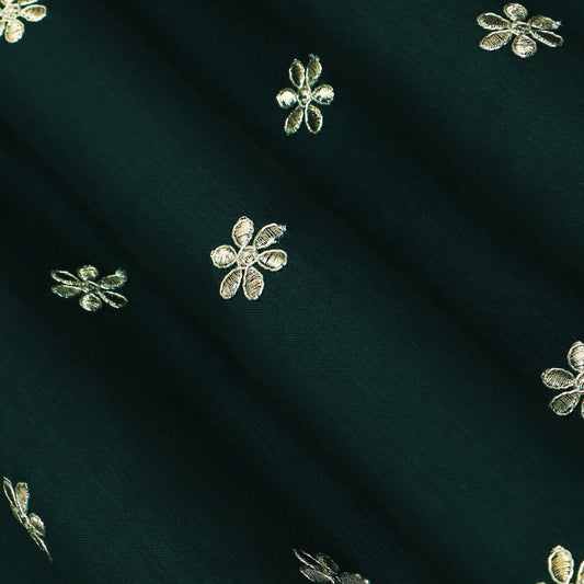 Green Color Gajji Silk Booti Fabric