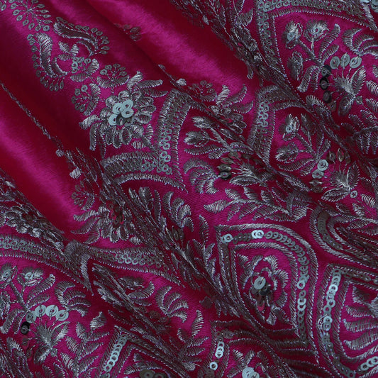 Rani Color Gajji Silk Border Embroidery Fabric