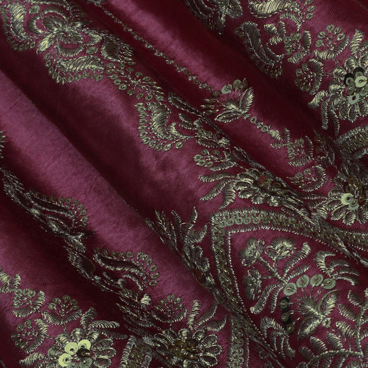 ONION Color Gajji Silk Border Embroidery Fabric