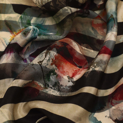 Multi Color Crepe Hydra Print Fabric