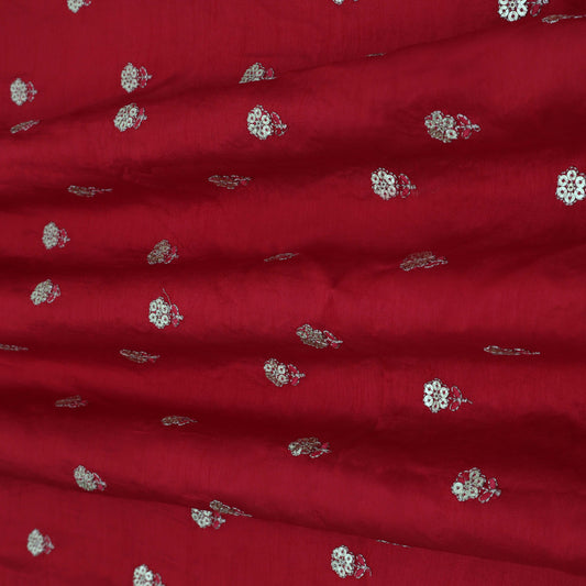 RED Color Nokia Silk Booti Fabric