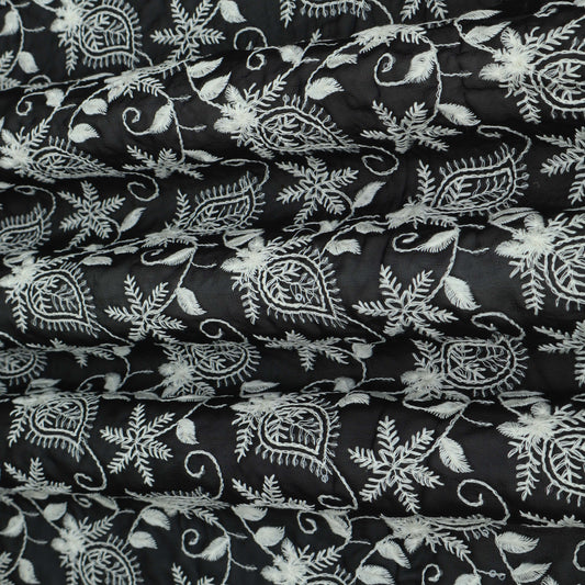 BLACK Color Georgette Embroidery Fabric
