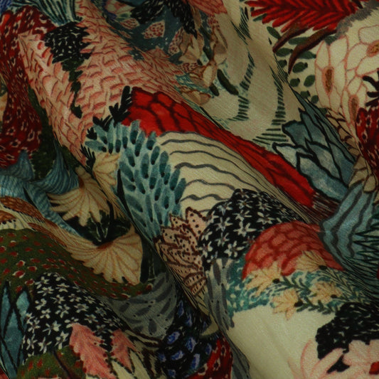 Multi-Color SATIN CHINON CHIFFON PRINT Fabric