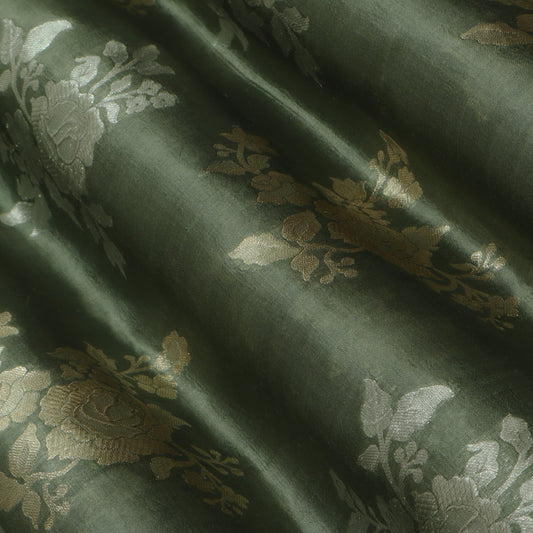 Sea Green Color Katan Dupion Silk Brocade Fabric