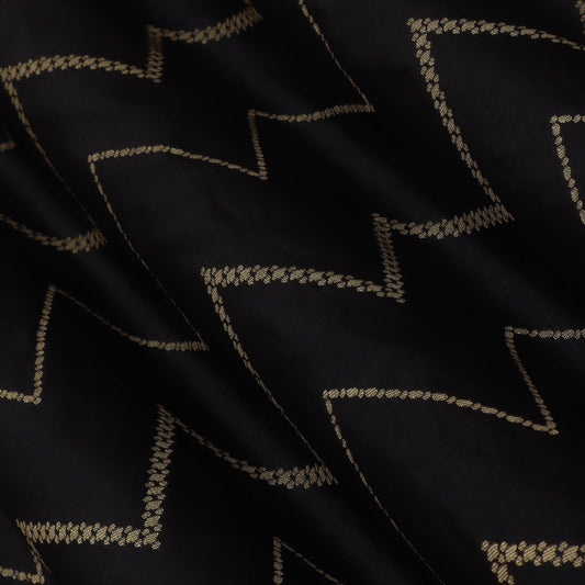BLACK Color Chinia Dupion Silk Brocade Fabric