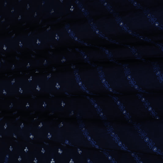 NAVY BLUE Color Nokia Silk Embroidery Fabric