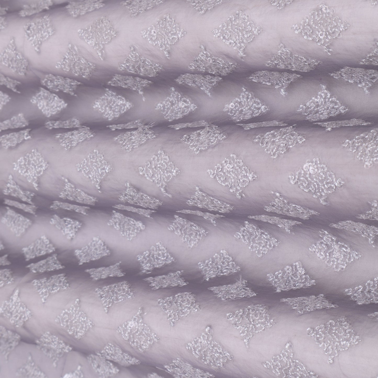 Grey Color Organza Embroidery Fabric