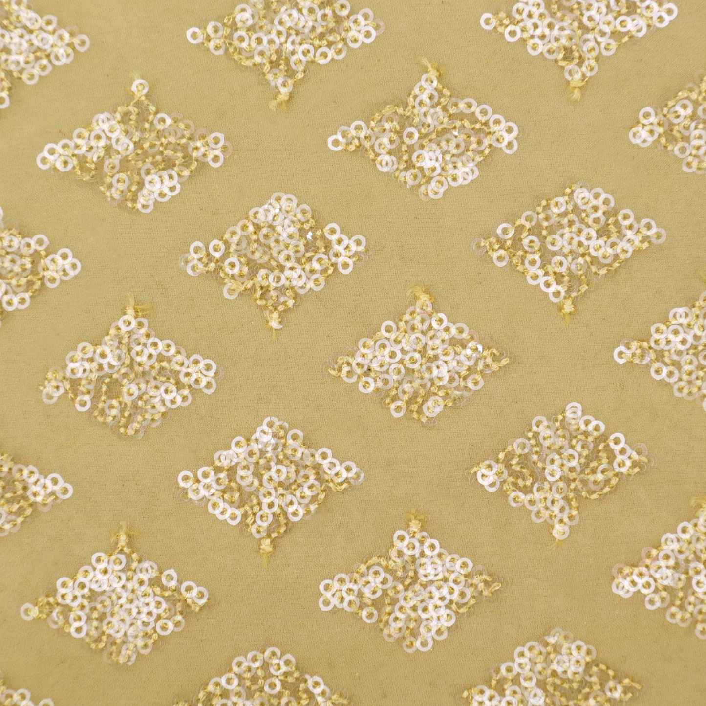 Mustard Color Organza Embroidery Fabric