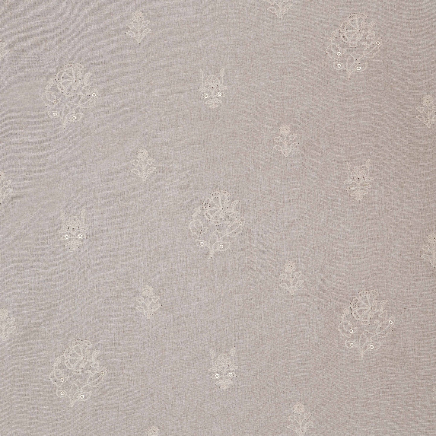 Beige Color Tussar Embroidery Fabric