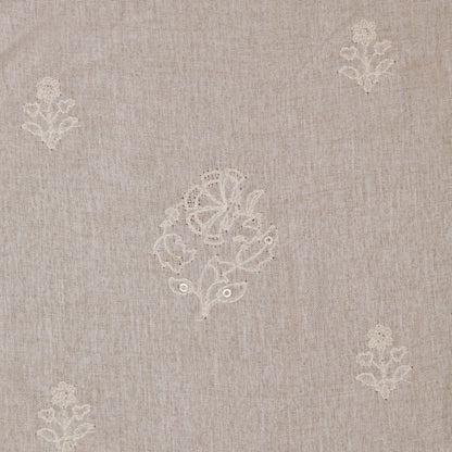 Beige Color Tussar Embroidery Fabric