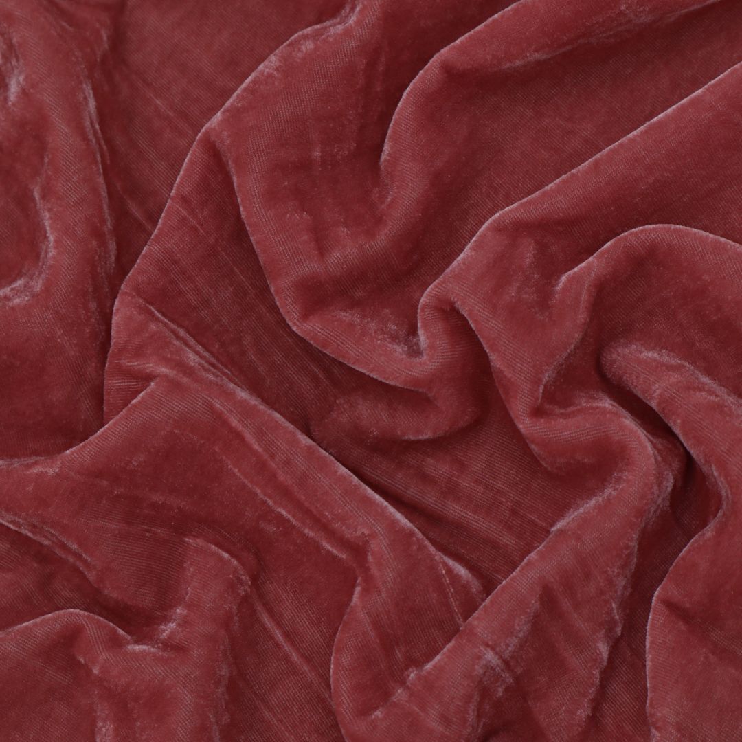 Rosewood Pink Viscose Velvet Fabric