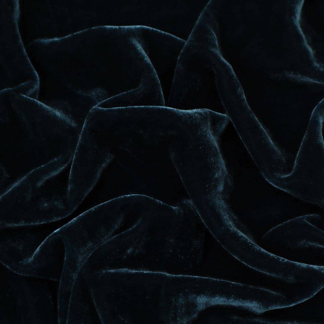 Dark Teal Blue Pure Velvet Fabric