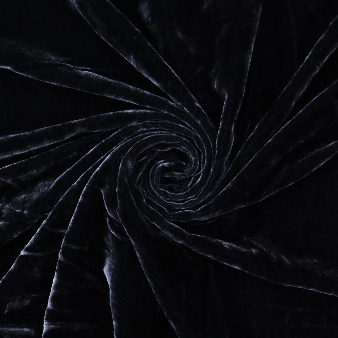 Charcoal Black Viscose Velvet Fabric
