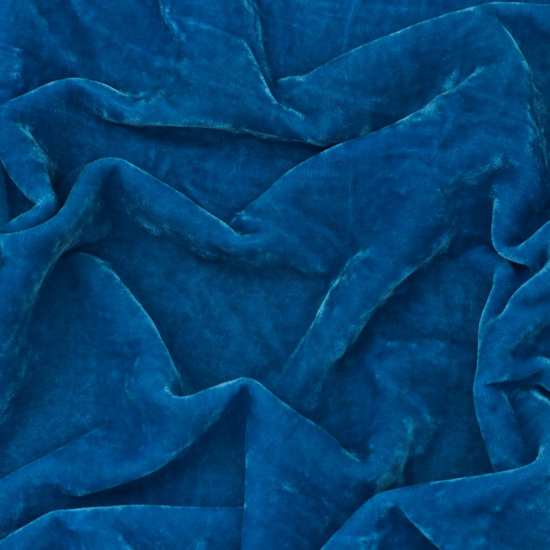 Sapphire Blue Viscose Velvet Fabric
