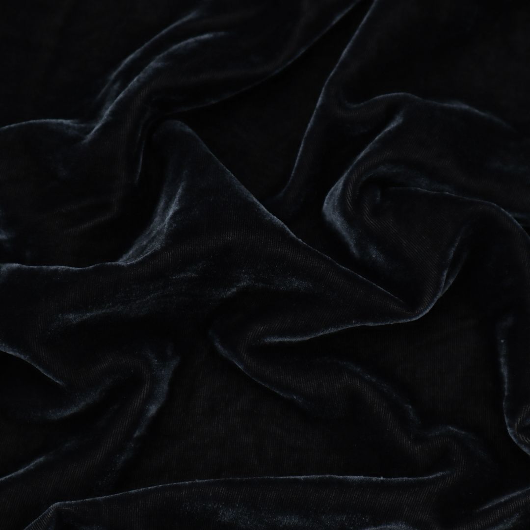 Oxford Blue Viscose Velvet Fabric